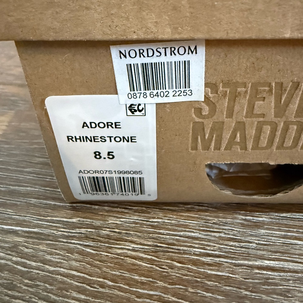 Steve Madden Adore Silver Braided Crystal Slide Sandals - Tan Footbed - Picture 2 of 7